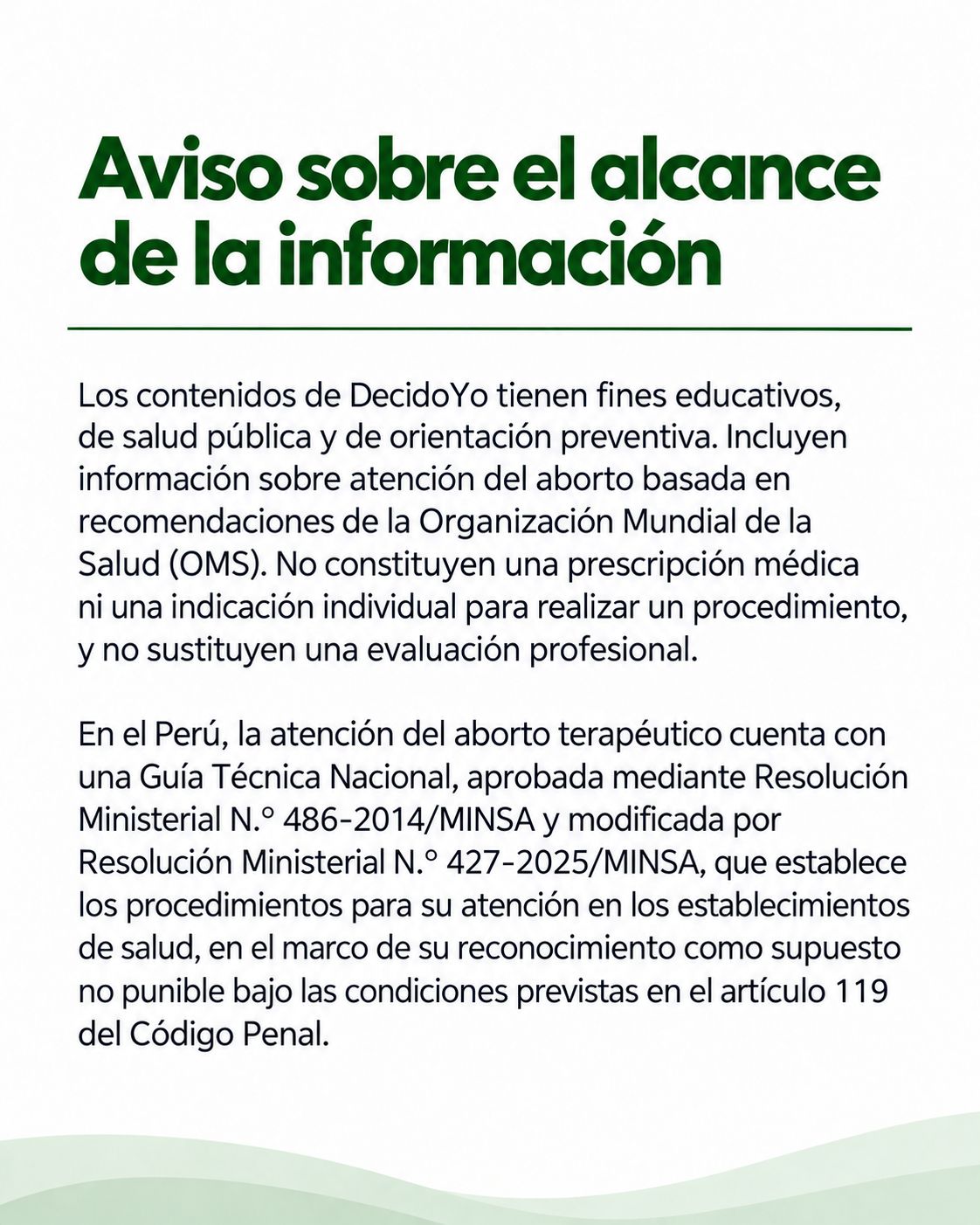 Aviso sobre el alcance de la información